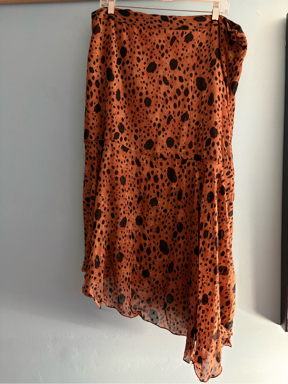 Forever 21 Rust and Black Asymmetrical Leopard Print Skirt